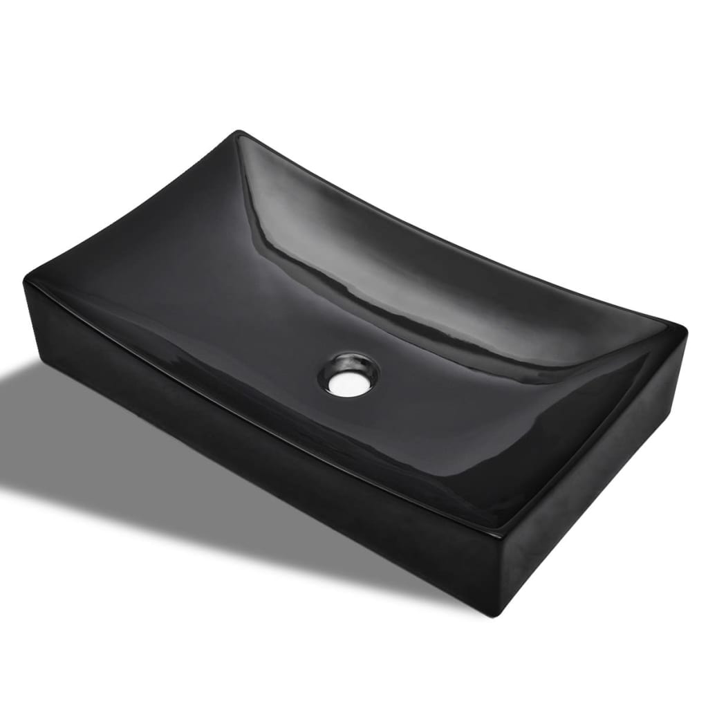 Vidaxl Washbasin, cerámica, rectangular, negro