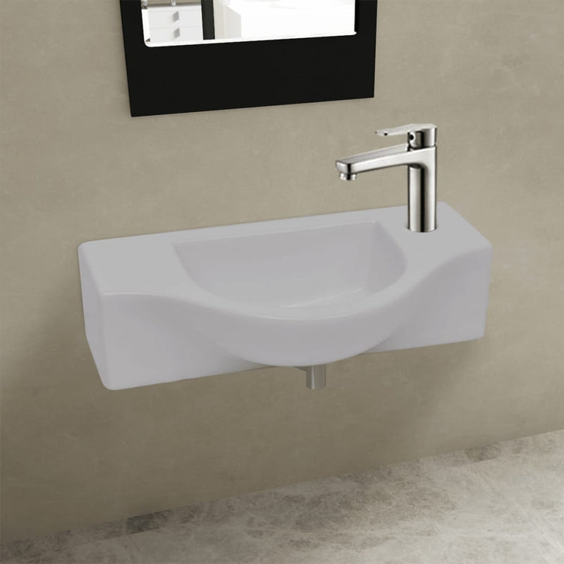 Vidaxl Washbasin con Crane Hole White Ceramics