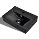 Vidaxl Washbasin con foro di rubinetto e atterraggio ceramica rettangolare nera