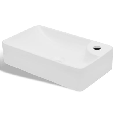Vidaxl Lavello con foro del rubinetto, ceramica, bianco