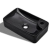 Vidaxl fregadero con agujero de grifo, cerámica, negro