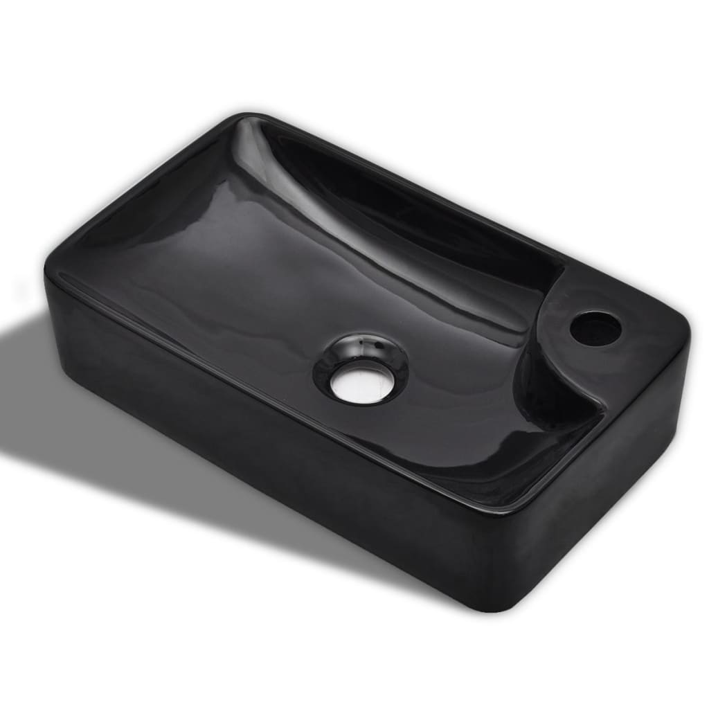 Vidaxl Lavel con foro del rubinetto, ceramica, nero