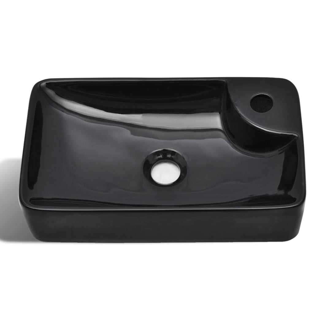 Vidaxl Lavel con foro del rubinetto, ceramica, nero