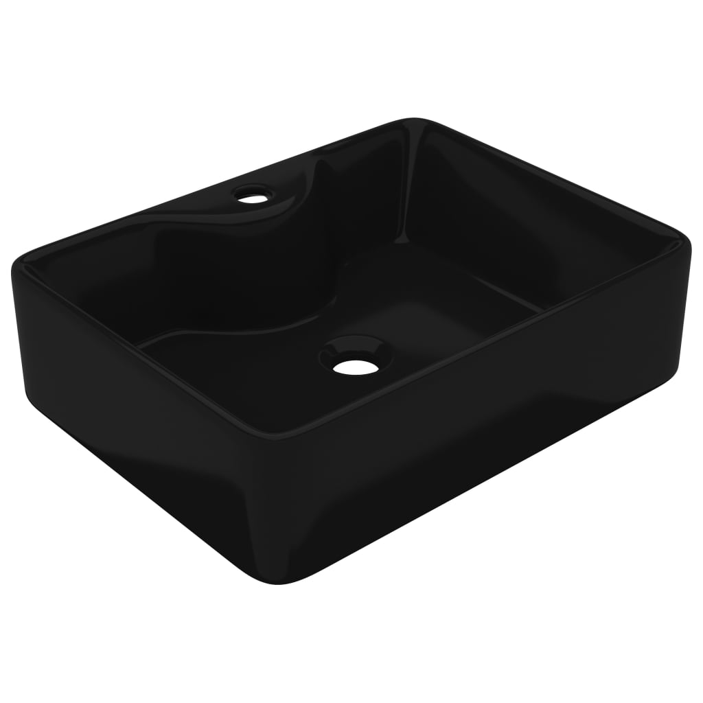 Vidaxl Washbasin con foro gru ceramica quadrata nera