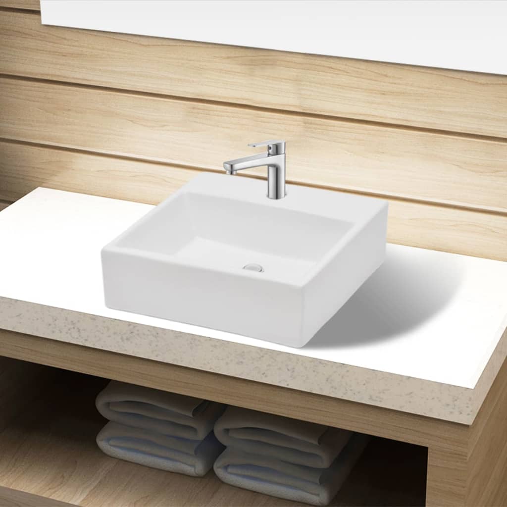 Vidaxl Washbasin con buco gru bianco ceramico