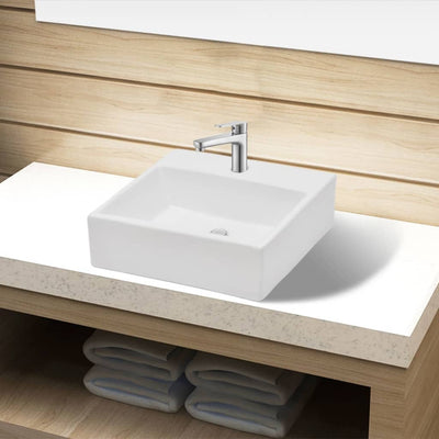 Vidaxl Washbasin con buco gru bianco ceramico