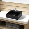 Vidaxl Washbasin con cigüeña de la grúa Cerámica cuadrada negra