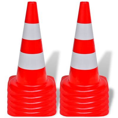 Vidaxl traffico cono che riflette 50 cm rosso e bianco 10 pezzi