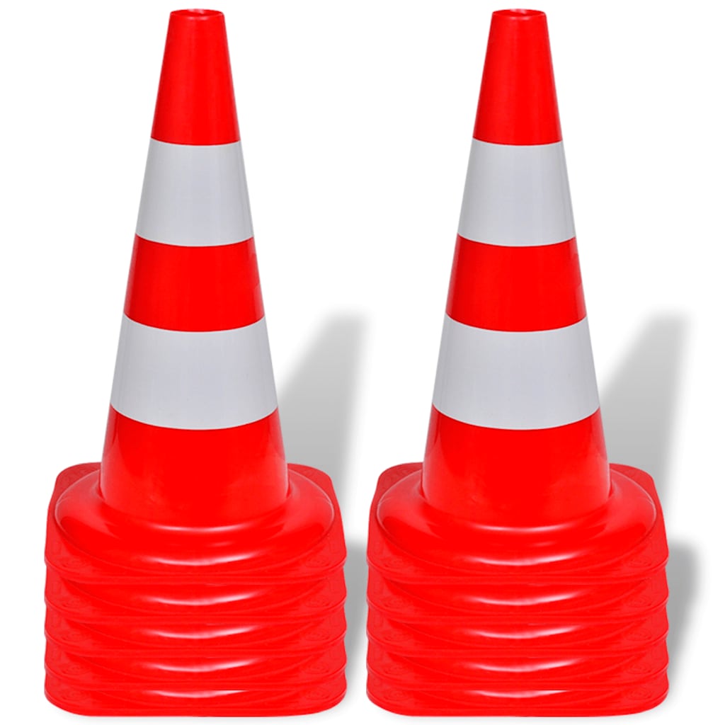 Vidaxl traffico cono che riflette 50 cm rosso e bianco 10 pezzi