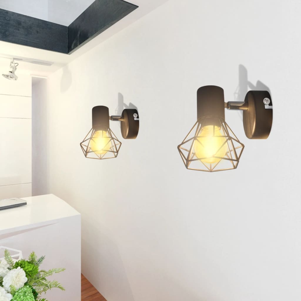 Vidaxl Lampade a parete 2 St con stile industriale a LED nero