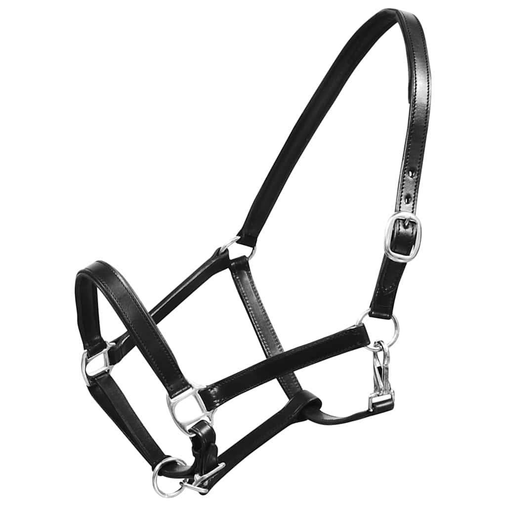 Vidaxl Halster Really Leather Adjustable Black Cob