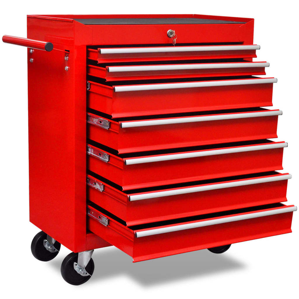 Vidaxl Tool Trolley 7 cassetti rosso