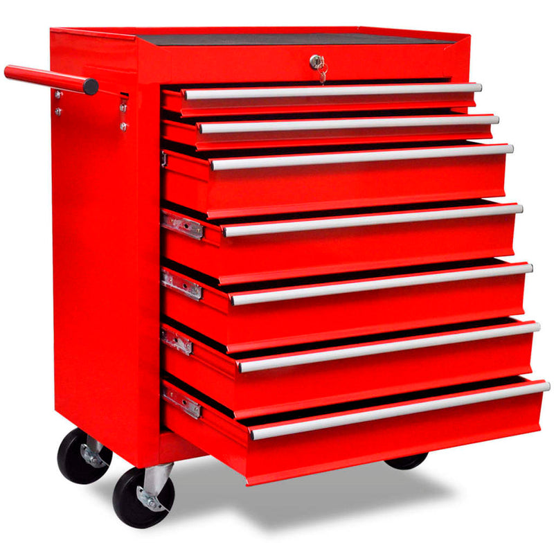 Vidaxl Tool Trolley 7 cassetti rosso