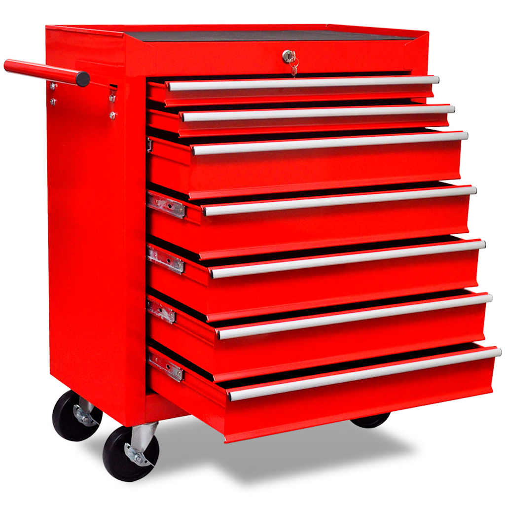 Vidaxl Tool Trolley 7 cassetti rosso