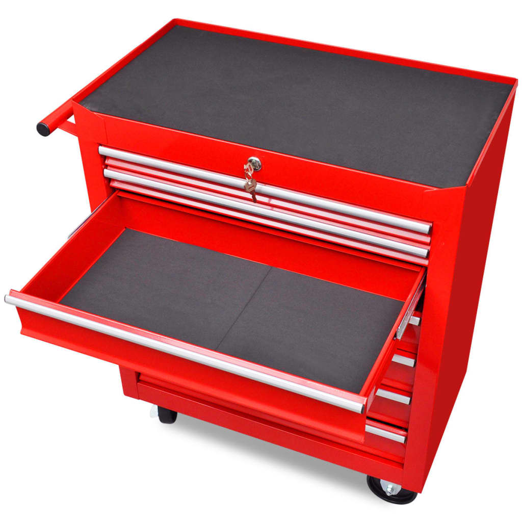 Vidaxl Tool Trolley 7 cassetti rosso