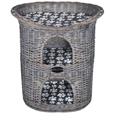 Vidaxl kattenbed huis krabpaal 2-laags met kussen wilgen