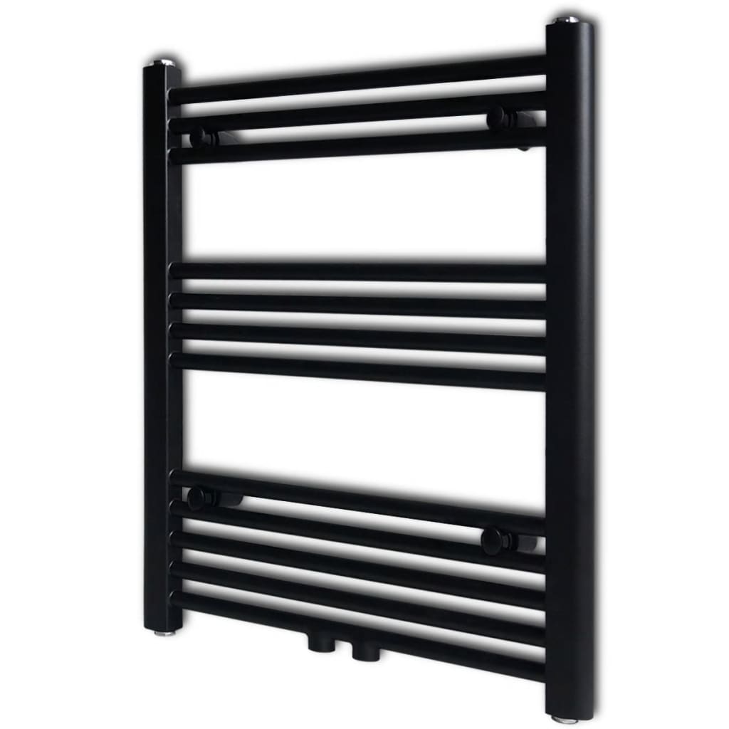 Rejilla de toalla de radiador de Vidaxl recta 600x764 mm negro