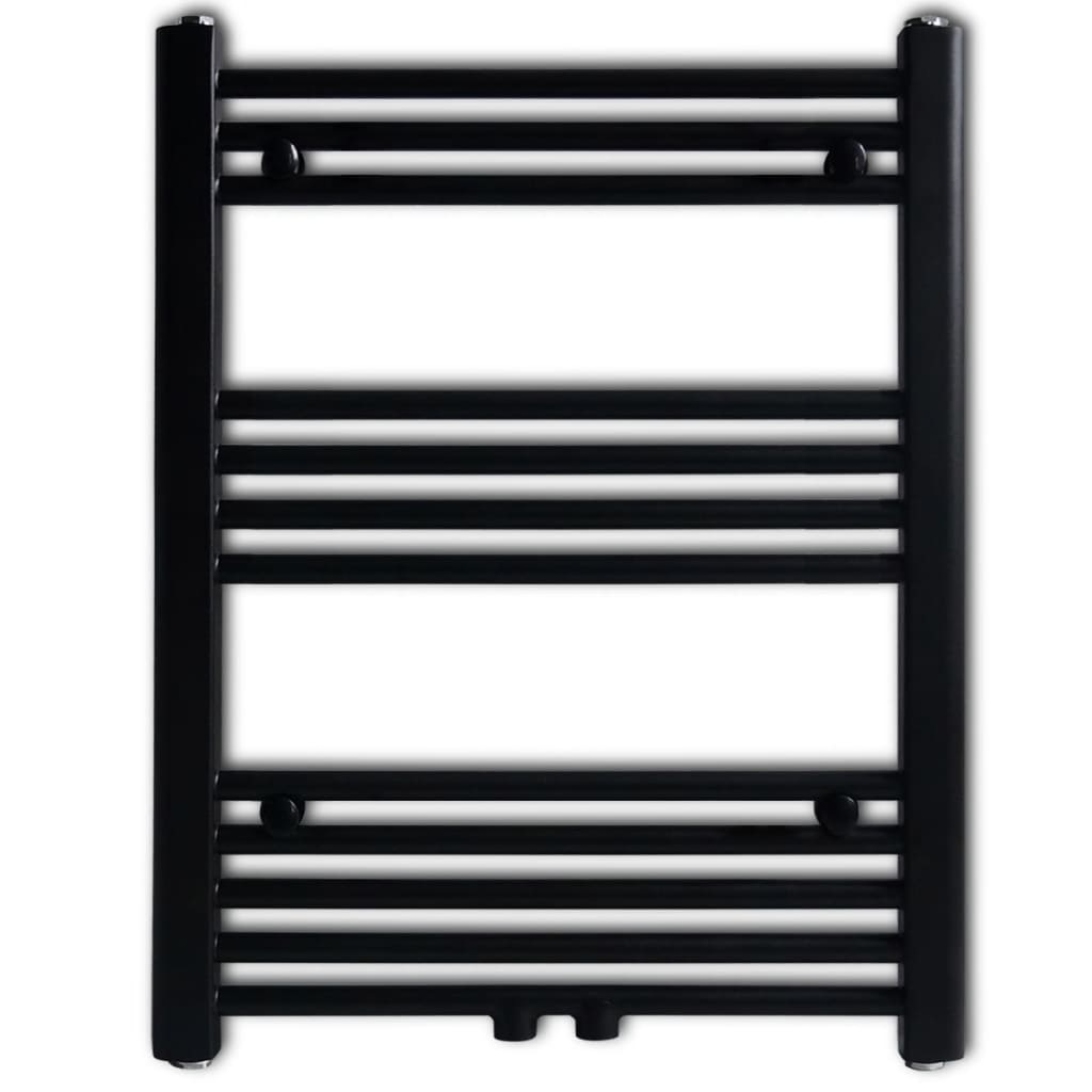 Rejilla de toalla de radiador de Vidaxl recta 600x764 mm negro