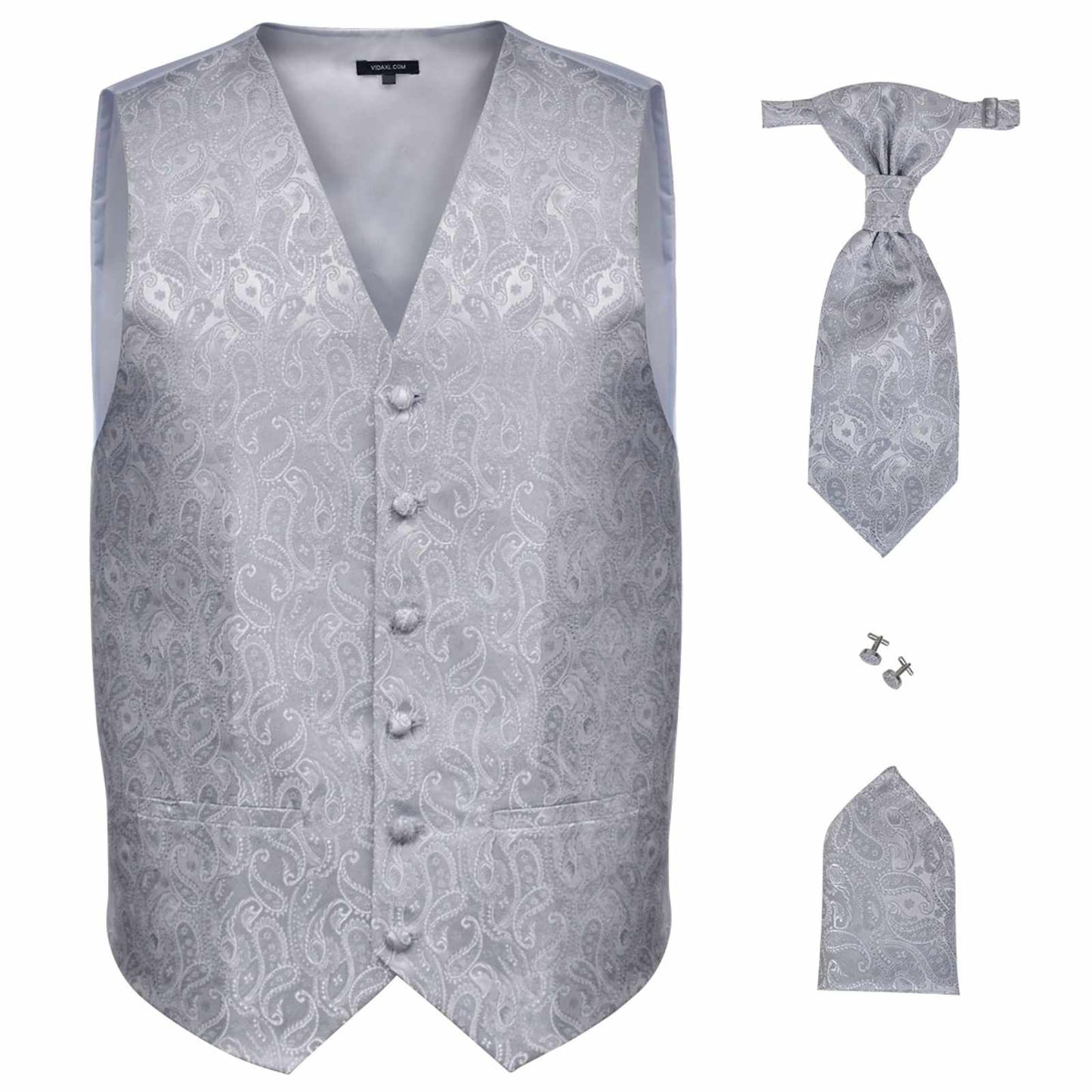 Set gilet da matrimonio da uomo VidaXL argento 56 poliestere