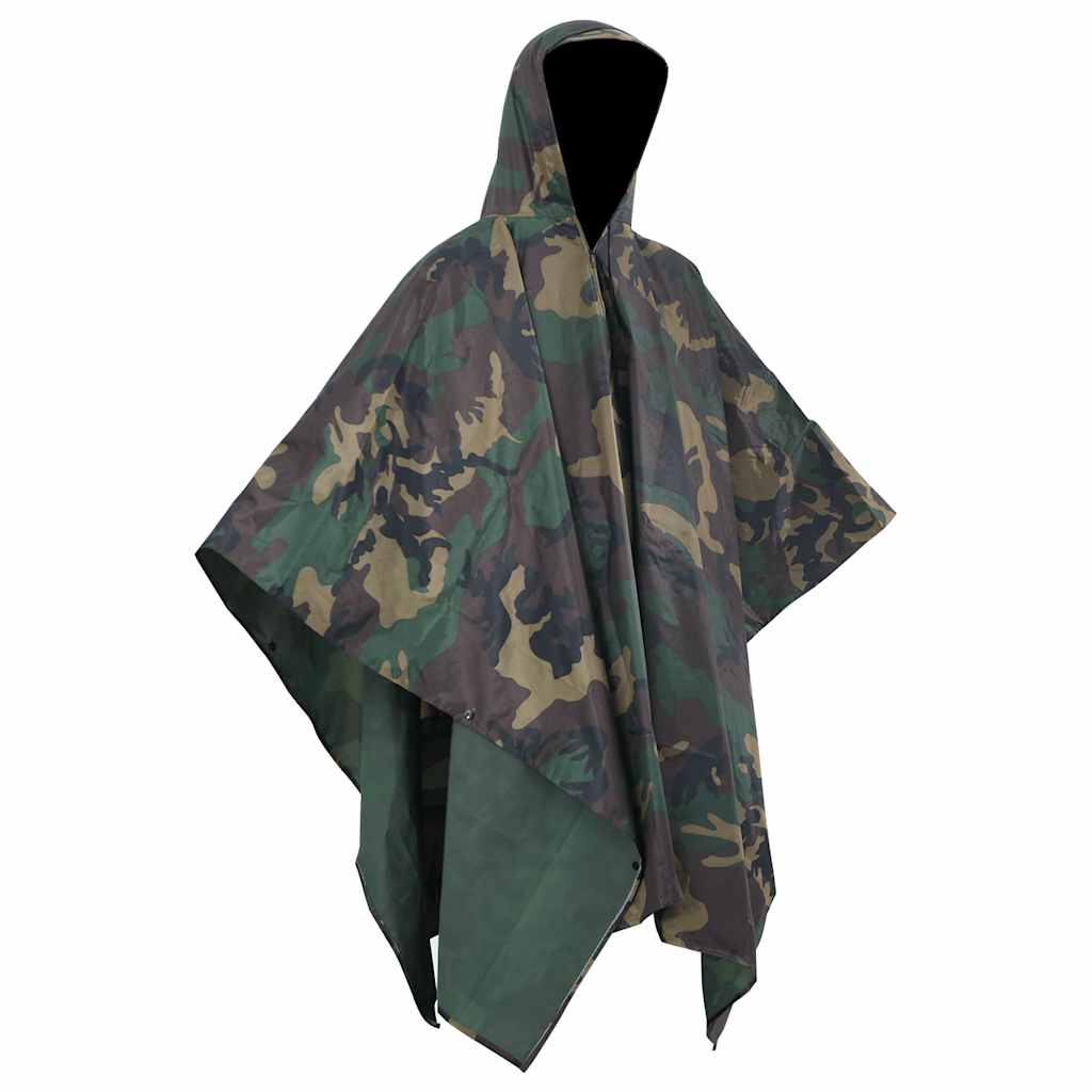 Poncho de lluvia VidaXL para acampar senderismo ejército camuflaje impermeable