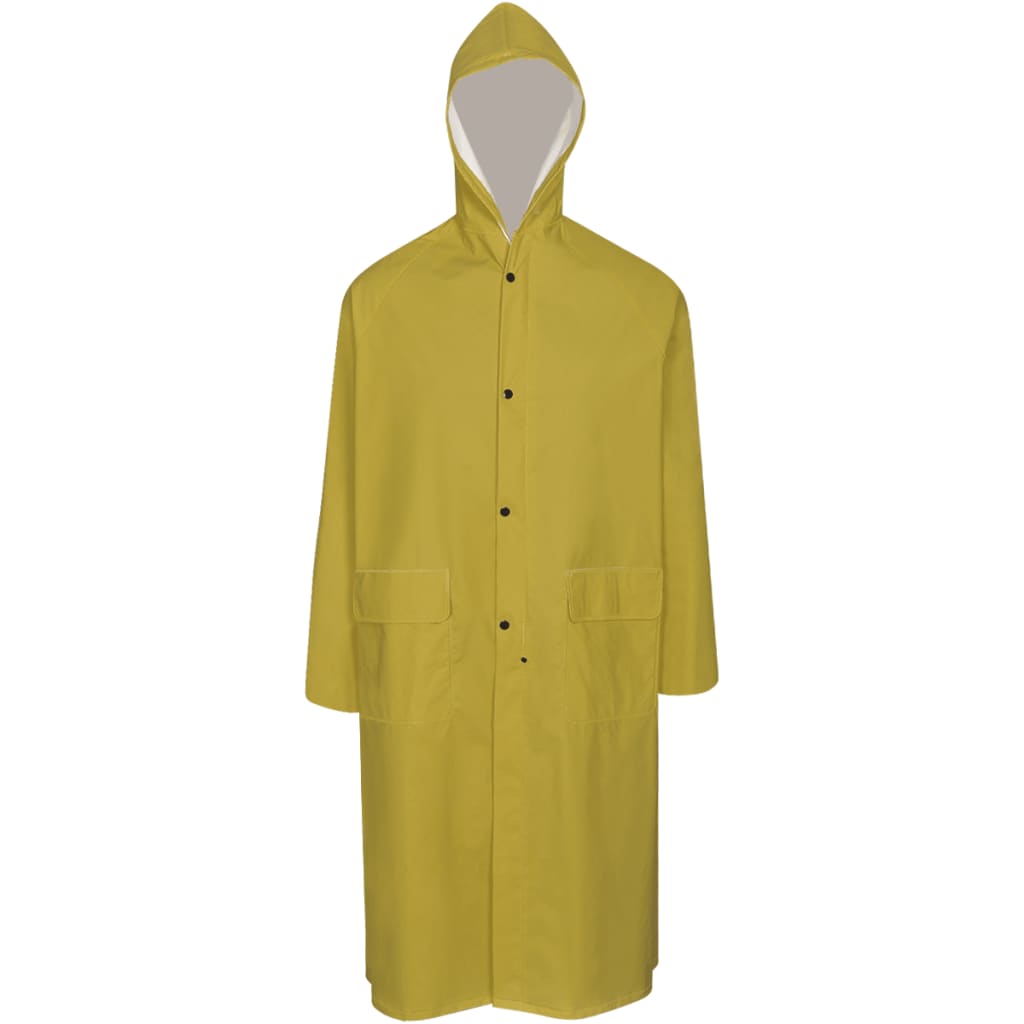 Impermeabile lungo VidaXL, resistente all'acqua, molto robusto, con cappuccio, giallo XXL