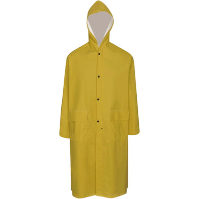Impermeabile lungo VidaXL, resistente all'acqua, molto robusto, con cappuccio, giallo XXL