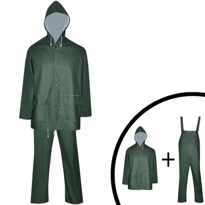 VidaXL Traje de lluvia de dos piezas resistente al agua con capucha verde xl