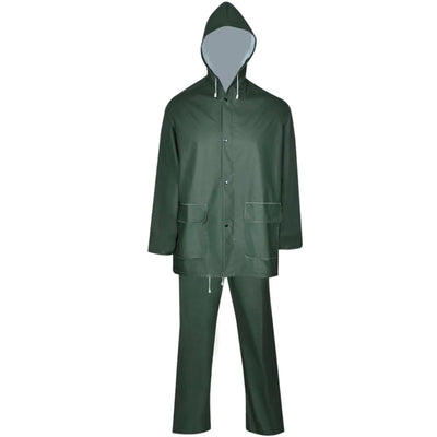 VidaXL Traje de lluvia de dos piezas resistente al agua con capucha verde xl