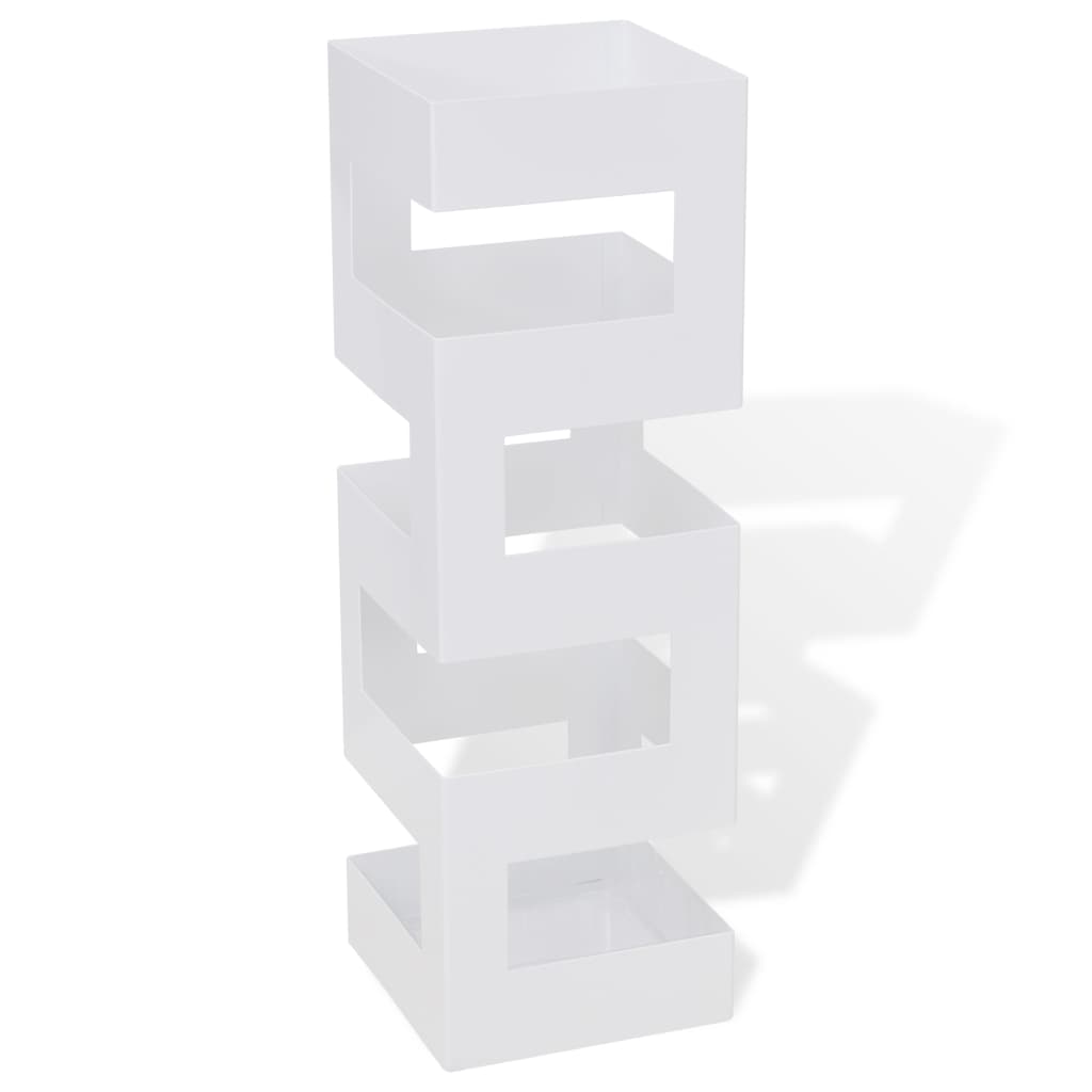 Vidaxx soporte para paraguas y bastón blanco cuadrado acero 48,5 cm