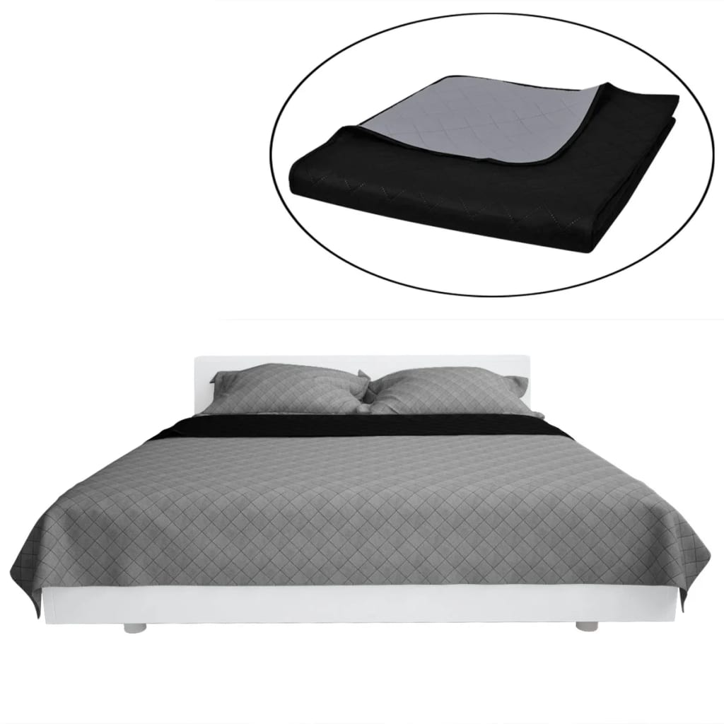 VIDAXL BEDSPREAD CHE DOPILETTO DOPPITO 230x260 cm grigio nero