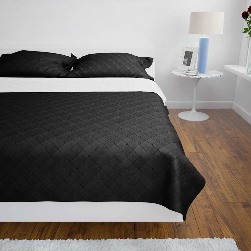 VIDAXL BEDSPREY trapuntato trapuntato da 170x210 cm Bianco nero
