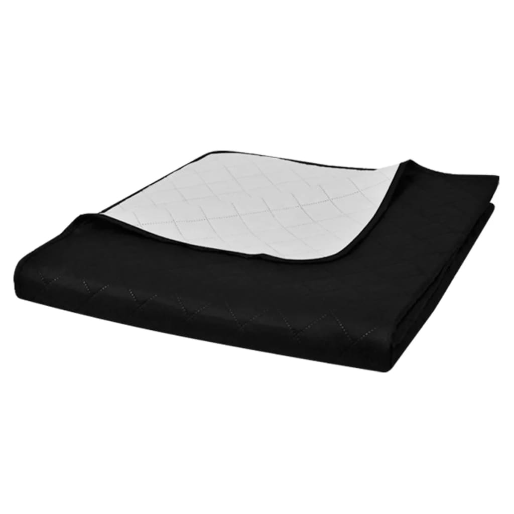 VidaXL Bedsprei gewatteerd dubbelzijdig 220x240 cm zwart wit