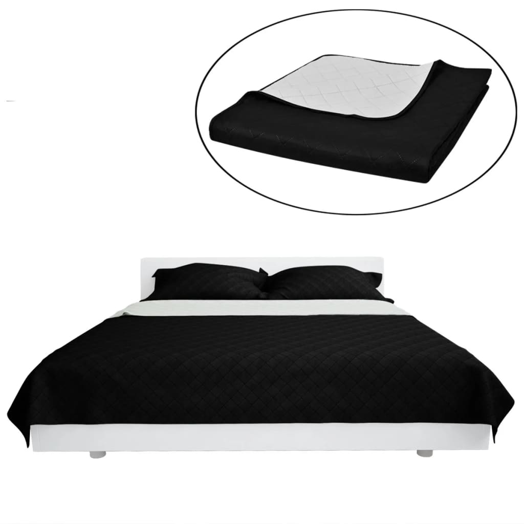 VidaXL Bedsprei gewatteerd dubbelzijdig 220x240 cm zwart wit