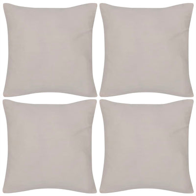 Vidaxl Cushion Covers Cotton 50 x 50 cm Beige 4 pezzi