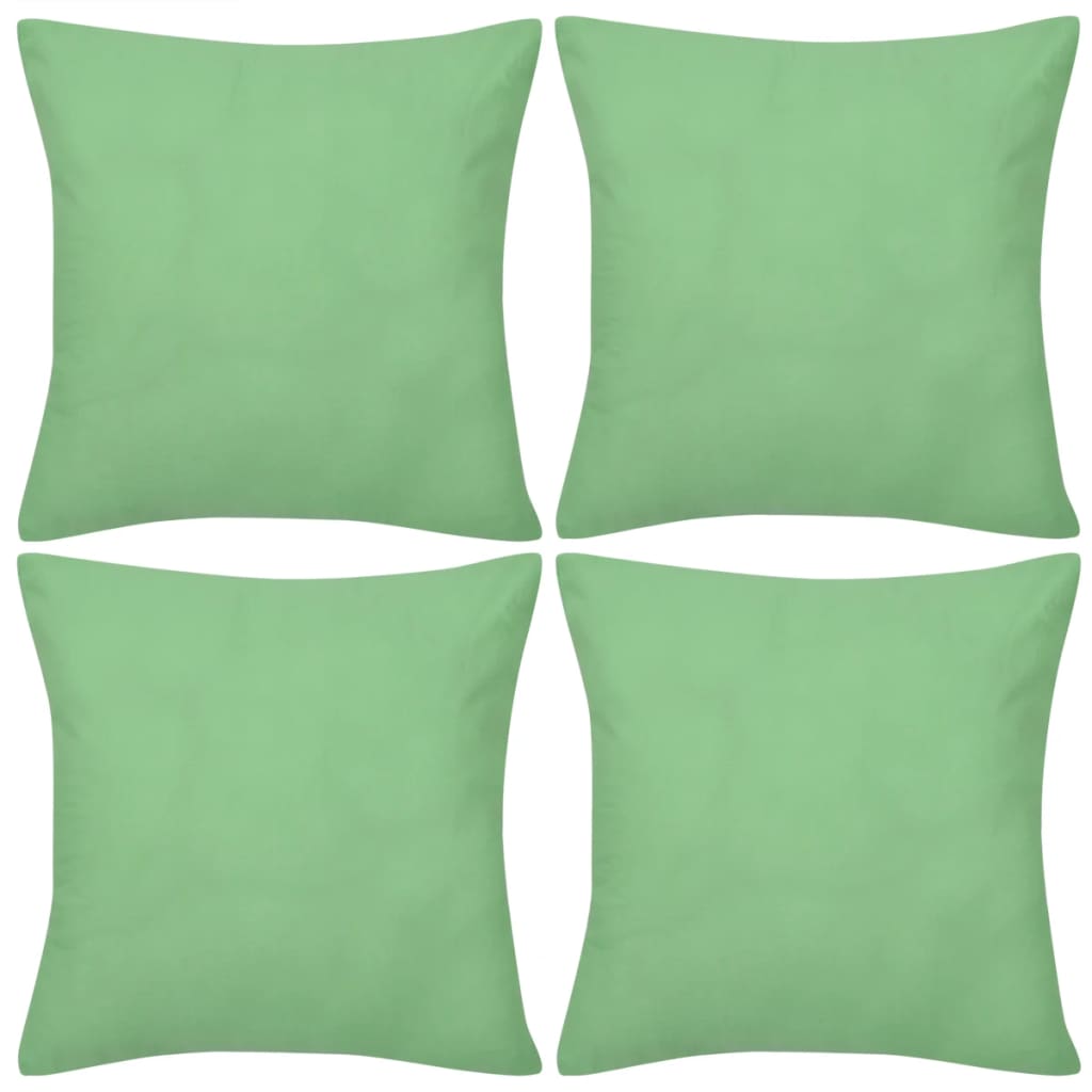 Vidaxl Coushion cubre algodón 40 x 40 cm de manzana verde 4 piezas