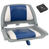 Vidaxl Set di sedile in barca a 2 pezzi con cuscini bianchi blu pieghevole