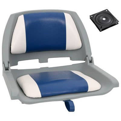 Vidaxl Asiento en bote de 2 piezas con cojines blancos azules plegables