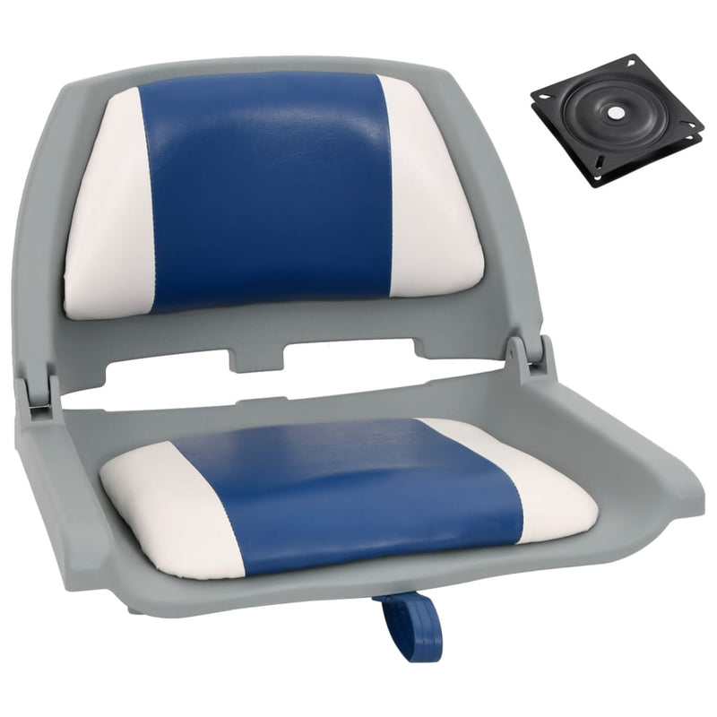 Vidaxl Set di sedile in barca a 2 pezzi con cuscini bianchi blu pieghevole