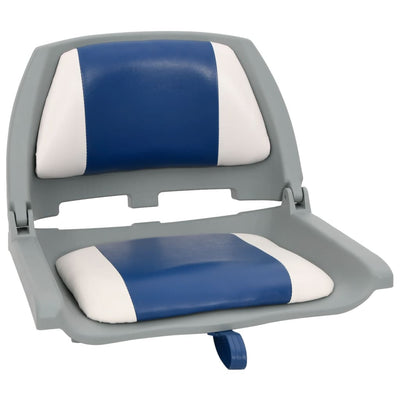 Vidaxl Set di sedile in barca a 2 pezzi con cuscini bianchi blu pieghevole