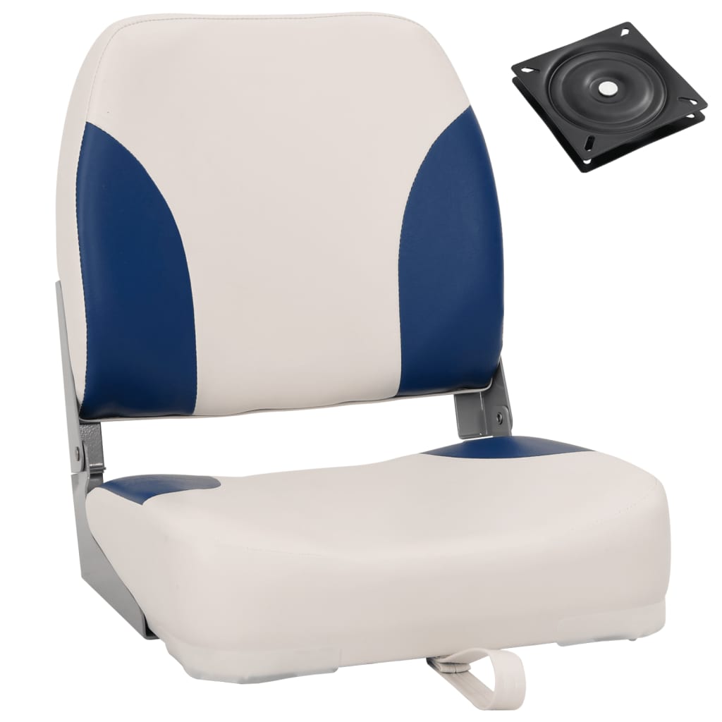 Vidaxl Asiento en bote de 2 piezas con cojines blancos azules plegables