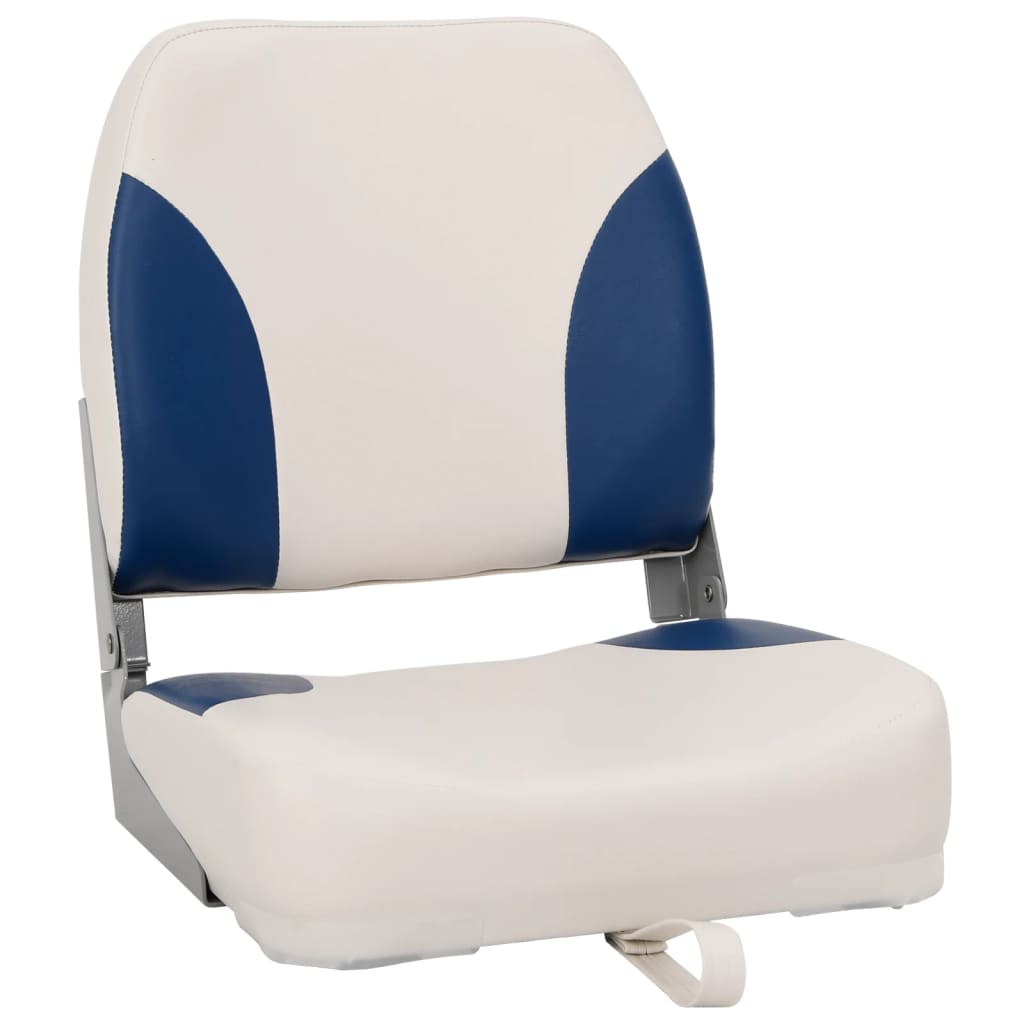 Vidaxl Asiento en bote de 2 piezas con cojines blancos azules plegables