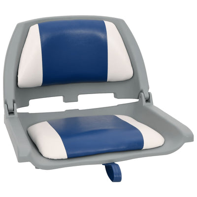 Vidaxl Set di sedili in barca a 4 pezzi con cuscini bianchi blu pieghevole