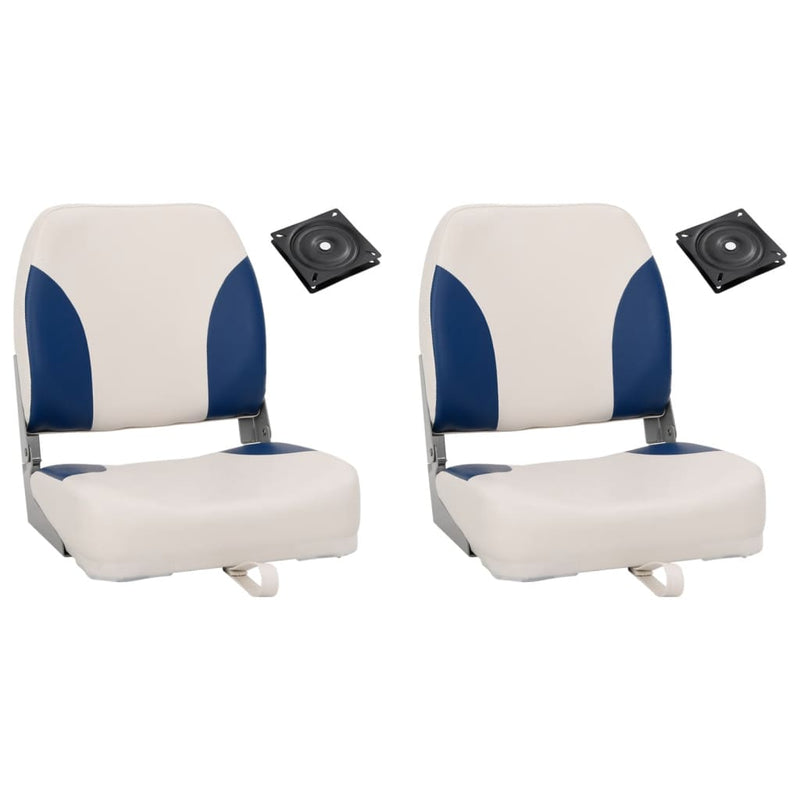 Vidaxl Set di sedili in barca a 4 pezzi con cuscini bianchi blu pieghevole