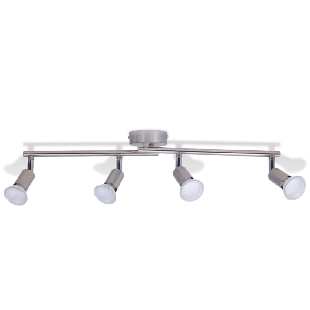 Vidaxl Lampada a soffitto con 4 settigio a LED Nickel