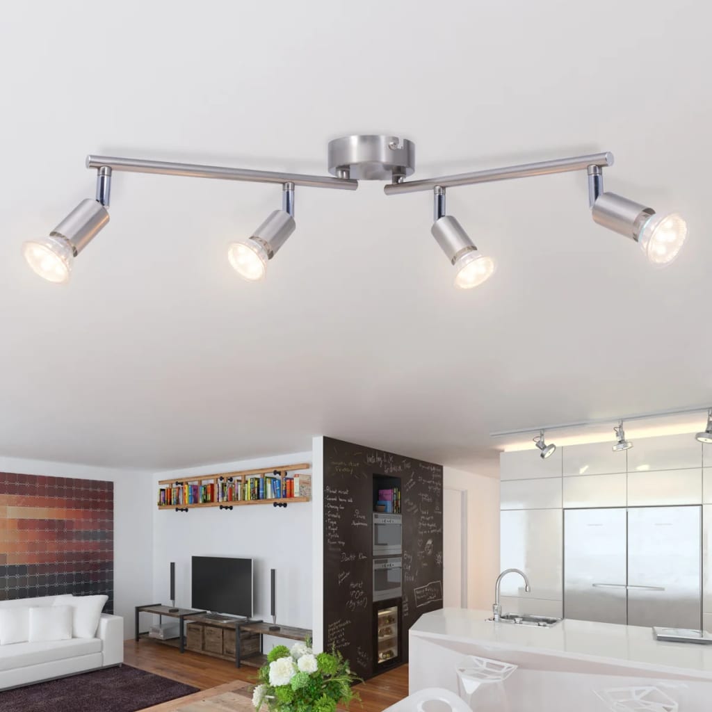 Vidaxl Lampada a soffitto con 4 settigio a LED Nickel