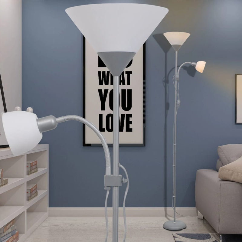 Vidaxl Lampada da pavimento grigio