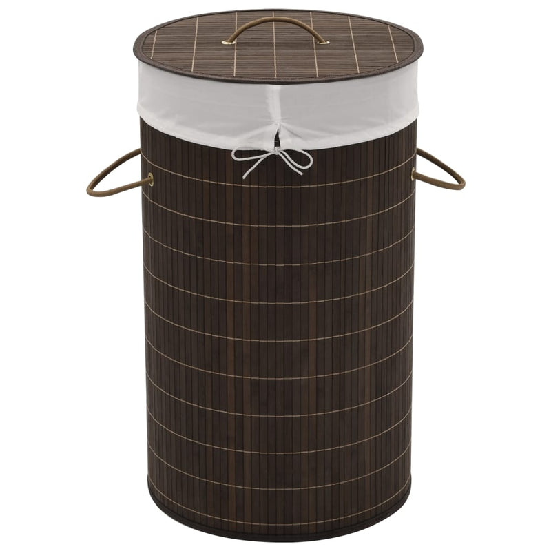 Vidaxl Lavaundry Basket intorno a Bamboo Dark Brown