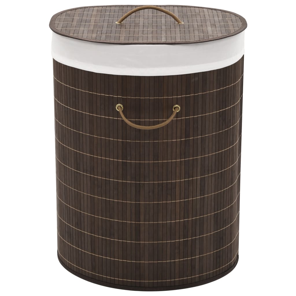 Vidaxl Lavandry Basket Oval Bamboo Brown scuro