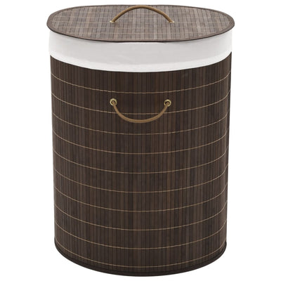 Vidaxl Lavandry Basket Oval Bamboo Brown scuro