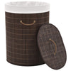 Cesta de lavandería Vidaxl bambú oval marrón oscuro
